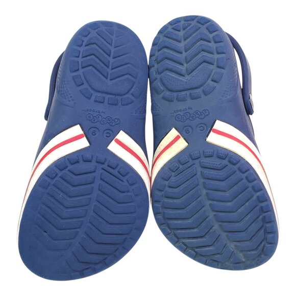 Jibbitz by Crocs Clogs For Kids Size C9 Navy with Red & White Stripe Slip-On - Picture 8 of 9